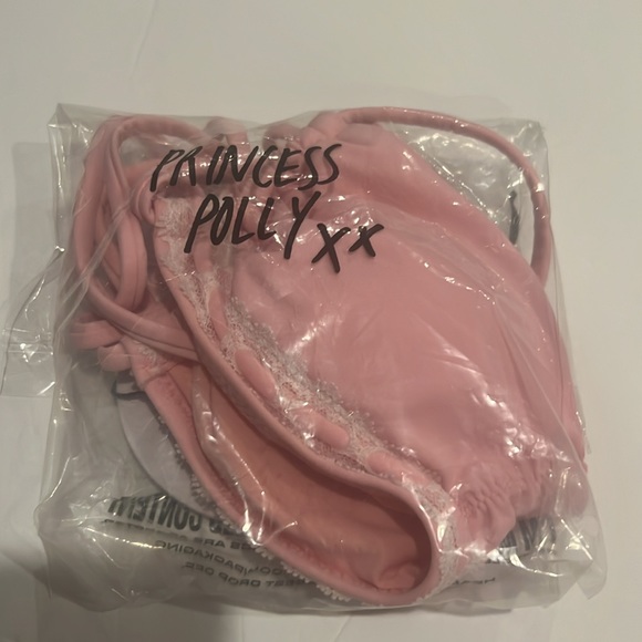 Princess Polly Haily Richard Halter Bikini Top Pink Lace Detail Size 2 - Picture 8 of 10
